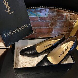Vintage Yves Saint Laurent Boris Black stacked heel